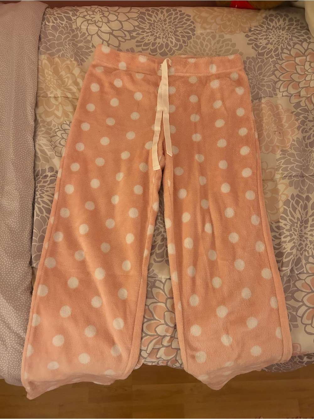 Secret Treasures Peach Polka Dot Fleece Pajama Pants